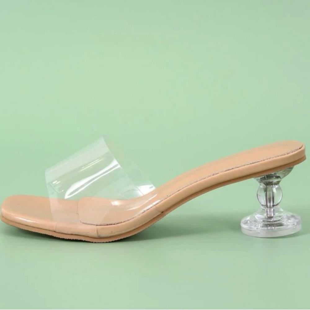 Clear heeled sandals!!